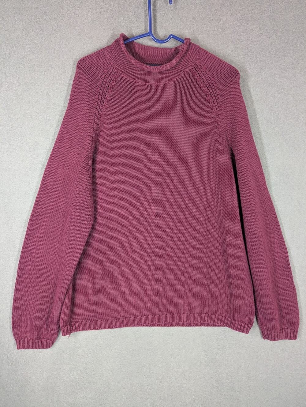 Vintage Lands' End Womens 100% Cotton Mauve Sweater XL